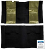 A4117A09 Passenger Area Nylon Loop Floor Carpet 1971-73 Mustang Mach 1; Black With Ivy Gold Pony Inserts - image 1