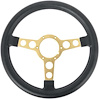A8100316 1969-76 Firebird, GTO, Lemans, Tempest; Formula Steering Wheel; 3-7/8 in. Black Molded Grips; Gold Anodized Spokes - image 1