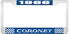 1966 Coronet License Plate Frame - Blue - image 1