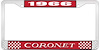 1966 Coronet License Plate Frame - Red - image 1
