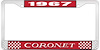 1967 Coronet License Plate Frame - Red - image 1