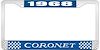 1968 Coronet License Plate Frame - Blue - image 1