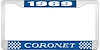 1969 Coronet License Plate Frame - Blue - image 1