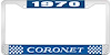 1970 Coronet License Plate Frame - Blue - image 1