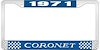 1971 Coronet License Plate Frame - Blue - image 1