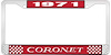 1971 Coronet License Plate Frame - Red - image 1
