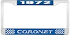 1972 Coronet License Plate Frame - Blue - image 1