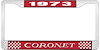 1973 Coronet License Plate Frame - Red - image 1