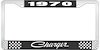 1970 Charger License Plate Frame - Black & Chrome with White Lettering - image 1
