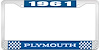 1961 Plymouth License Plate Frame - Blue - image 1