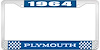 1964 Plymouth License Plate Frame - Blue - image 1