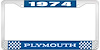 1974 Plymouth License Plate Frame - Blue - image 1