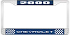 2000 Chevrolet Blue And Chrome License Plate Frame With White Lettering - image 1