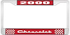 2000 Chevrolet Red And Chrome License Plate Frame With White Lettering - image 1