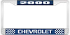 2000 Chevrolet Blue And Chrome License Plate Frame With White Lettering - image 1