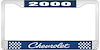 2000 Chevrolet Blue And Chrome License Plate Frame With White Lettering - image 1