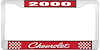 2000 Chevrolet Red And Chrome License Plate Frame With White Lettering - image 1