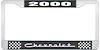 2000 Chevrolet Black And Chrome License Plate Frame With White Lettering - image 1
