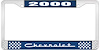 2000 Chevrolet Blue And Chrome License Plate Frame With White Lettering - image 1