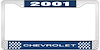 2001 Chevrolet Blue And Chrome License Plate Frame With White Lettering - image 1