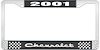 2001 Chevrolet Black And Chrome License Plate Frame With White Lettering - image 1