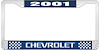 2001 Chevrolet Blue And Chrome License Plate Frame With White Lettering - image 1