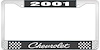2001 Chevrolet Black And Chrome License Plate Frame With White Lettering - image 1