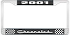 2001 Chevrolet Black And Chrome License Plate Frame With White Lettering - image 1