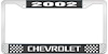 2002 Chevrolet Black And Chrome License Plate Frame With White Lettering - image 1