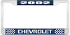 2002 Chevrolet Blue And Chrome License Plate Frame With White Lettering - image 1