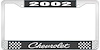 2002 Chevrolet Black And Chrome License Plate Frame With White Lettering - image 1