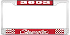2002 Chevrolet Red And Chrome License Plate Frame With White Lettering - image 1