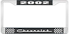 2002 Chevrolet Black And Chrome License Plate Frame With White Lettering - image 1