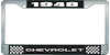 1948 Chevrolet Black And Chrome License Plate Frame With White Lettering - image 1