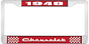 1948 Chevrolet Red And Chrome License Plate Frame With White Lettering - image 1