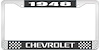1948 Chevrolet Black And Chrome License Plate Frame With White Lettering - image 1