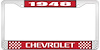 1948 Chevrolet Red And Chrome License Plate Frame With White Lettering - image 1