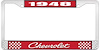 1948 Chevrolet Red And Chrome License Plate Frame With White Lettering - image 1