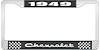 1949 Chevrolet Black And Chrome License Plate Frame With White Lettering - image 1