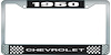 1950 Chevrolet Black And Chrome License Plate Frame With White Lettering - image 1