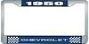 1950 Chevrolet Blue And Chrome License Plate Frame With White Lettering - image 1