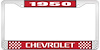 1950 Chevrolet Red And Chrome License Plate Frame With White Lettering - image 1
