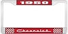 1950 Chevrolet Red And Chrome License Plate Frame With White Lettering - image 1