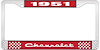 1951 Chevrolet Red And Chrome License Plate Frame With White Lettering - image 1