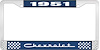 1951 Chevrolet Blue And Chrome License Plate Frame With White Lettering - image 1