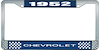 1952 Chevrolet Blue And Chrome License Plate Frame With White Lettering - image 1
