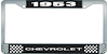 1953 Chevrolet Black And Chrome License Plate Frame With White Lettering - image 1