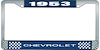 1953 Chevrolet Blue And Chrome License Plate Frame With White Lettering - image 1