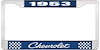 1953 Chevrolet Blue And Chrome License Plate Frame With White Lettering - image 1