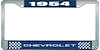 1954 Chevrolet Blue And Chrome License Plate Frame With White Lettering - image 1